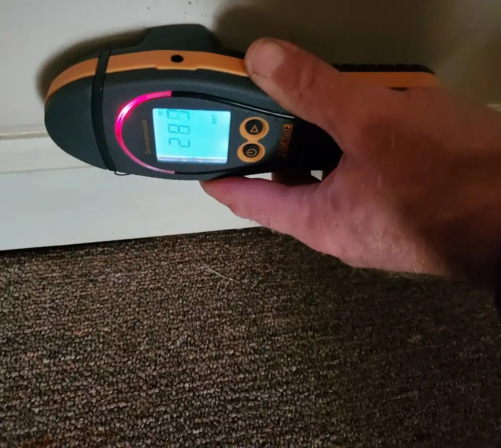 Moisture detection at baseboard during Mold Inspection & Testing in Moosic